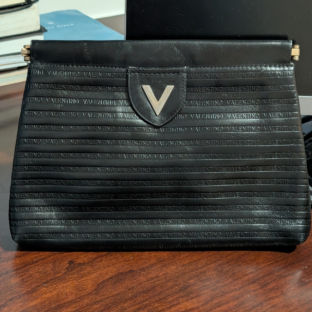 Valentino Black Leather Clutch Bag